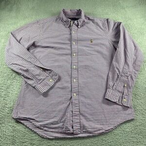 Polo Ralph‎ Lauren Shirt Mens Large Gingham Check Plaid Pattern Flesh Pony Pink